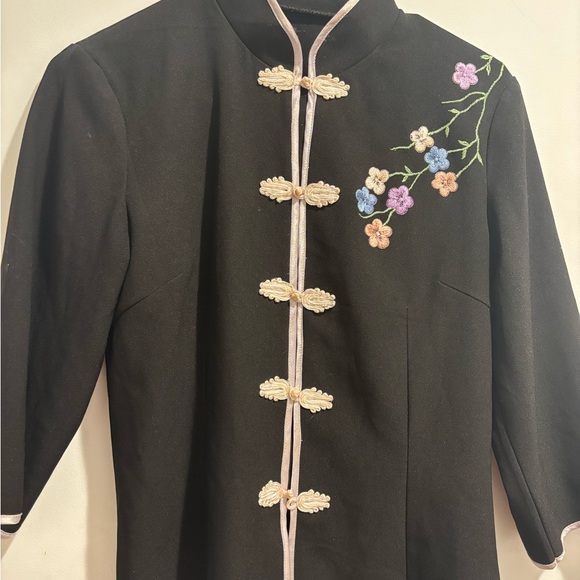Jackets & Blazers - Black Floral Embroidered Jacket